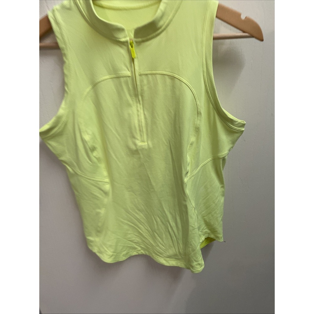 Lululemon Neon Yellow Green Quarter Zip Running Top 18.5 Inch Pit To Pit